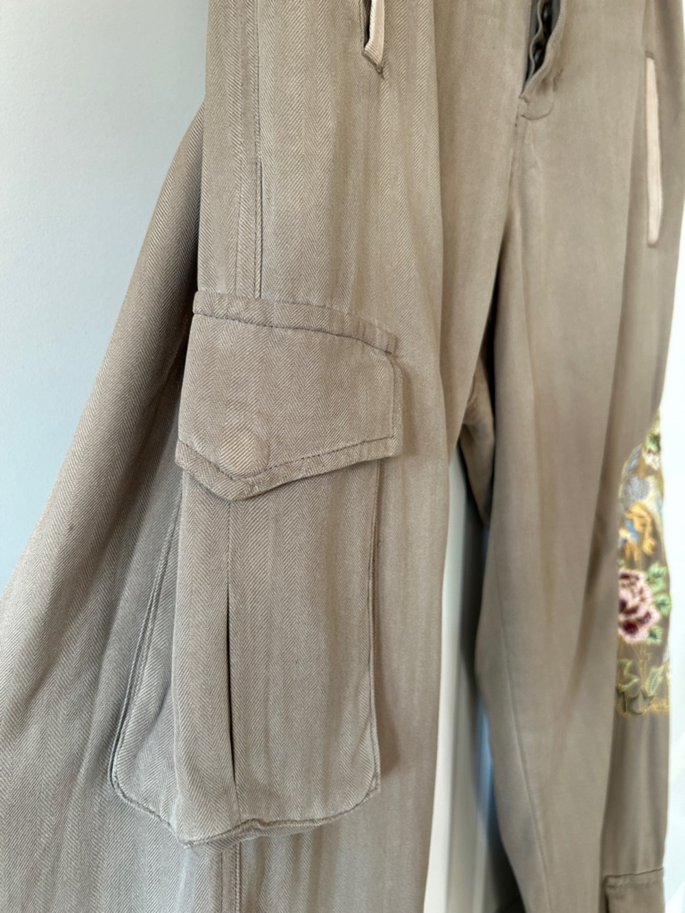 Da-Nang Cargo Pant Sz M w MEASUREMENTS Washable Silk Tan - Picture 6 of 14